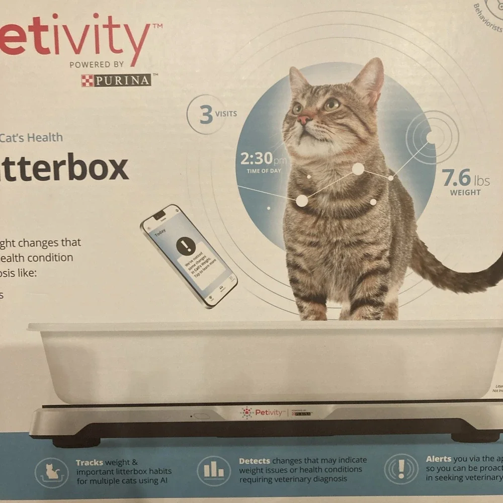 Petivity Smart Litterbox Monitor Health Tracking Alert System for Cats Open Box
